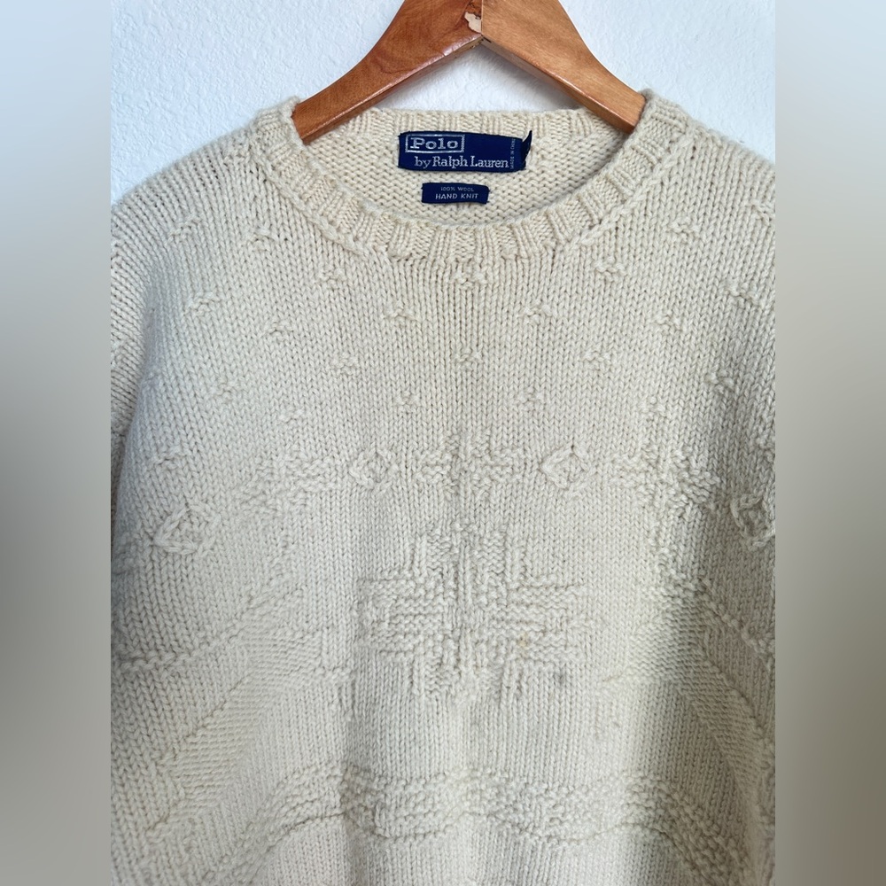Vintage 90s Polo Ralph Lauren 100% wool hand‎ knit reindeer snowflake sweater - Picture 8 of 17